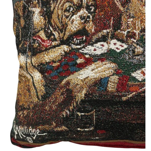 Dogs Playing Poker Tapestry Throw Pillow 18"x18" With Zippered Closure & Poly-Fi - Picture 4 of 8